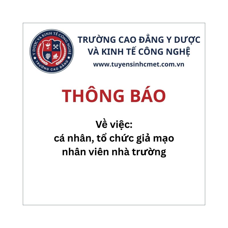 Thông báo: về việc một số cá nhân, đơn vị giả mạo nhân viên trường cao đẳng y dược và kinh tế công nghệ 4 Thông báo: về việc một số cá nhân, đơn vị giả mạo nhân viên trường cao đẳng y dược và kinh tế công nghệ thong bao gia mao cmet